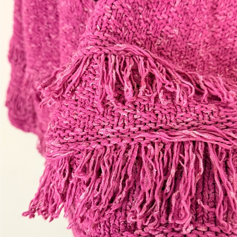 Pilcro Fringe Knit Tank Pink Textured Crop Sweater Top XL - Picture 4 of 6